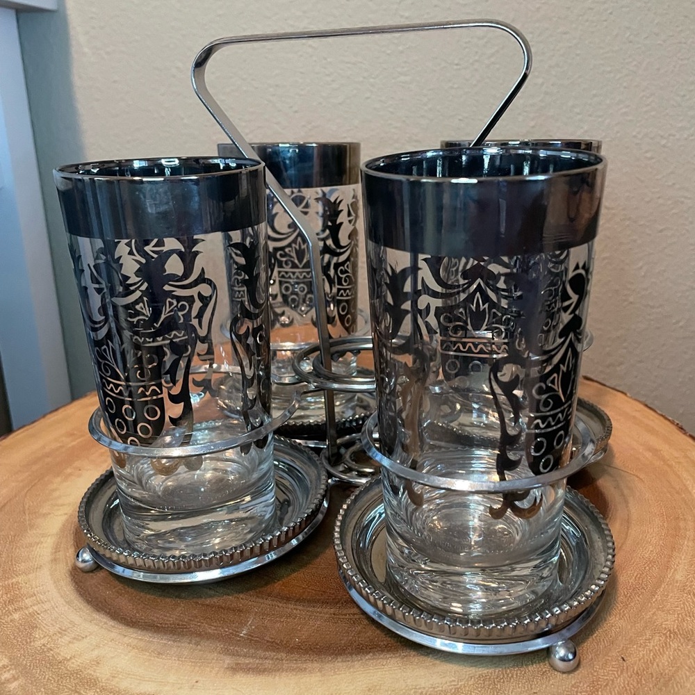 Vtg. Kimiko Silver Gilded High Ball Set